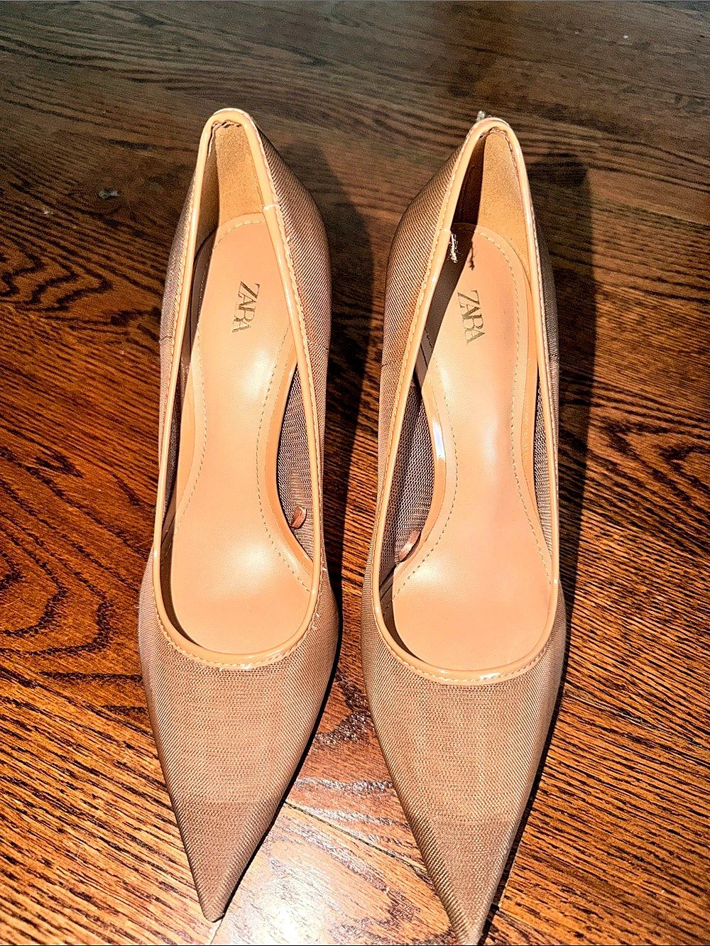 Zara Mesh High Heel Pumps Pointed-Toe Pumps in Brown EU 37
